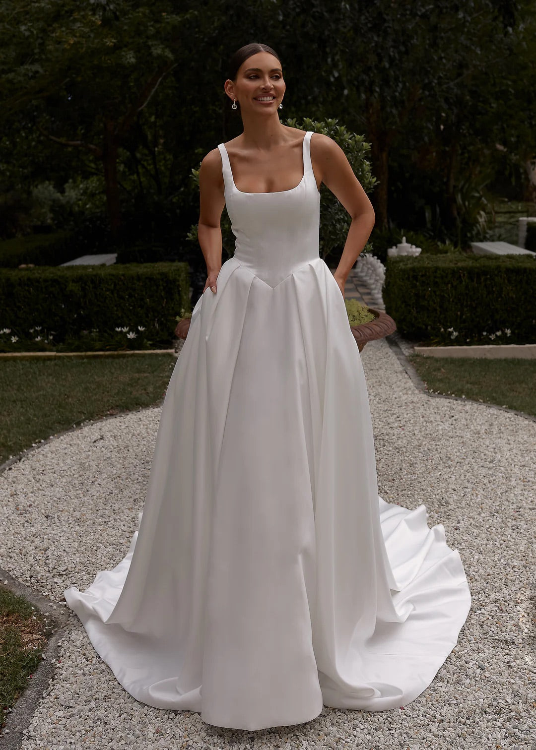 Cicely | Satin A-Line Wedding Dress with Square Neckline AFTER FIVE Cicely | Satin A-Line Wedding Dress with Square Neckline AFTER FIVE