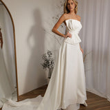 Austin designer wedding gown with clean lines and modern bridal silhouette