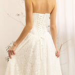 Lace Strapless A-Line Wedding Dress on a neutral background