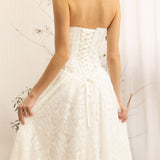 Lace Strapless A-Line Wedding Dress on a neutral background