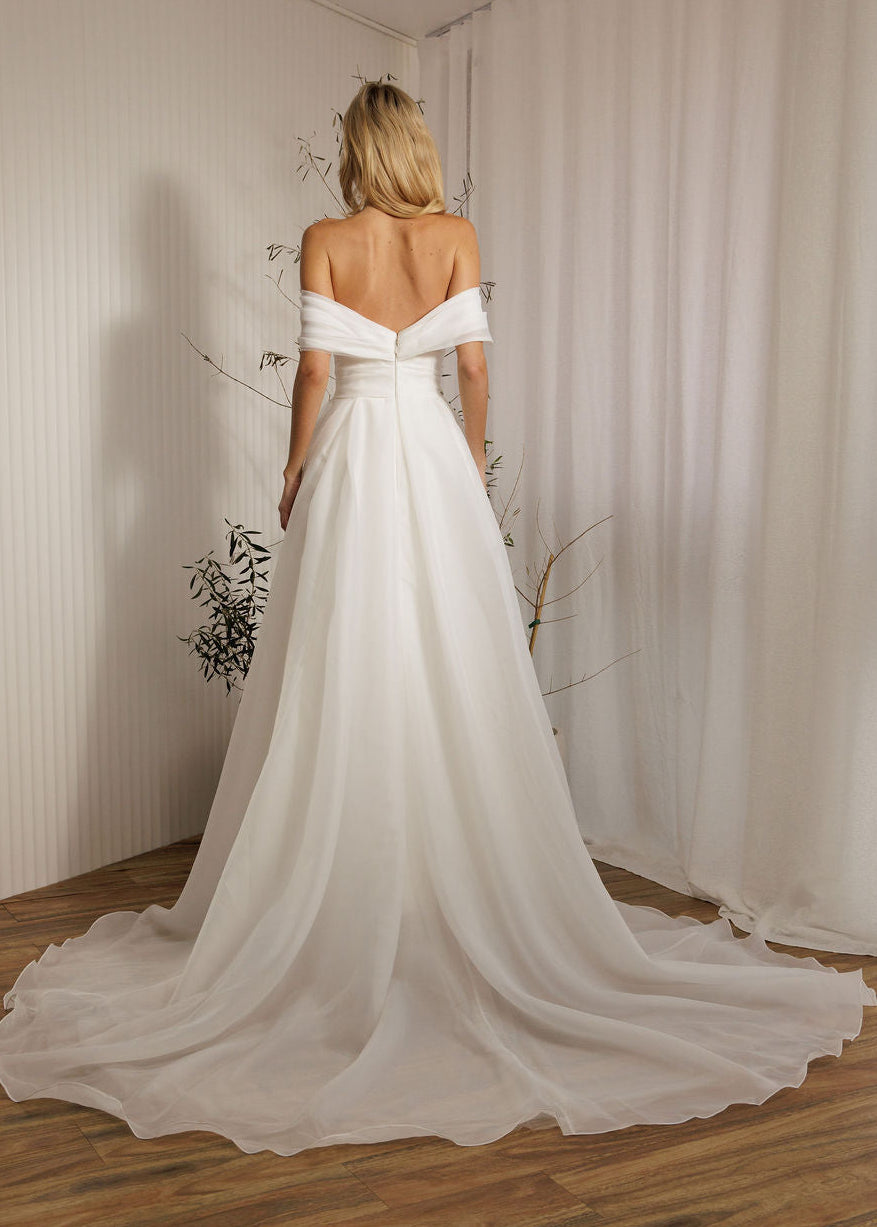 Back of Giorgia modern bridal gown with sculpted bodice and sweetheart neckline