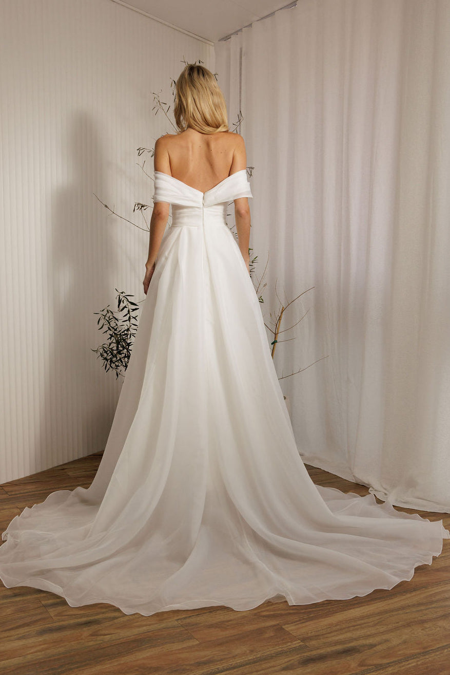 Back of Giorgia modern bridal gown with sculpted bodice and sweetheart neckline