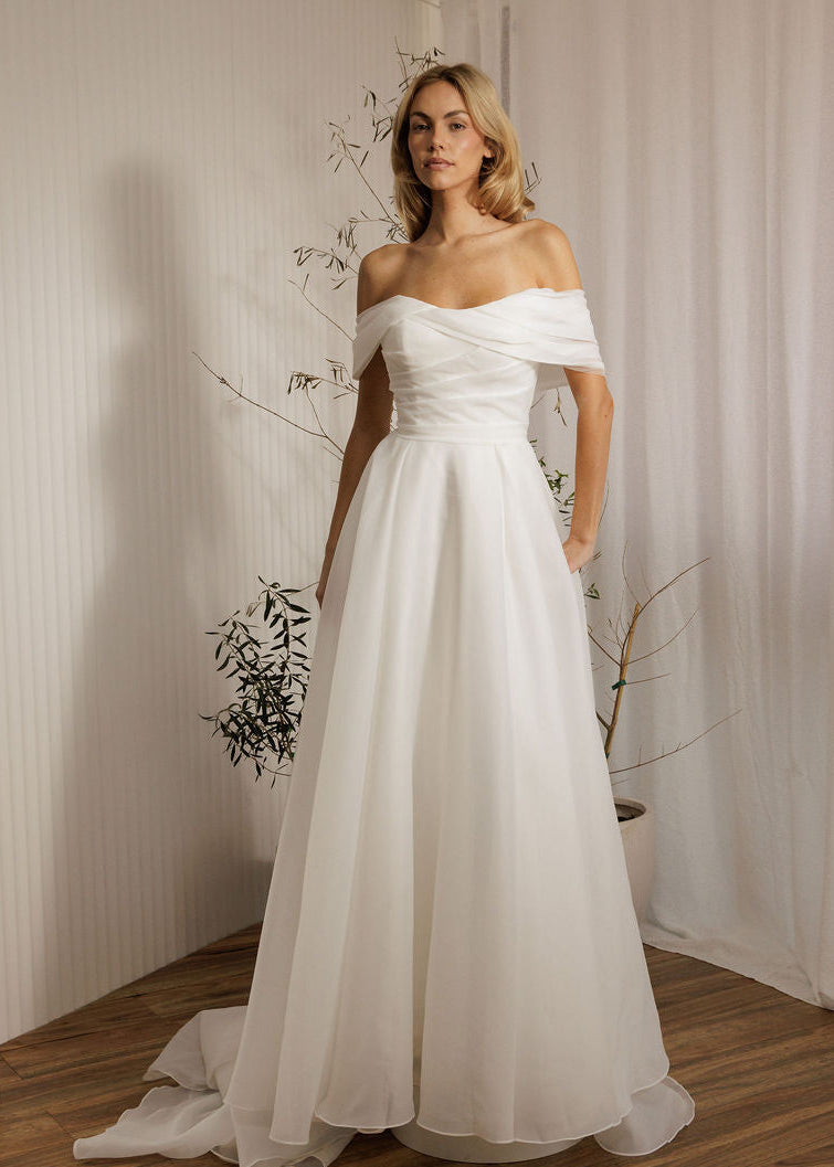 Giorgia A-line wedding dress with off-the-shoulder neckline