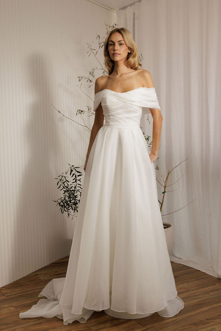 Giorgia A-line wedding dress with off-the-shoulder neckline