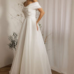 Side of Giorgia modern bridal gown with sculpted bodice and sweetheart neckline
