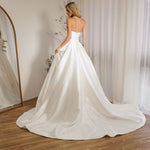 Back view of Mayfair Mikado ballgown wedding dress with sweetheart neckline and full skirt