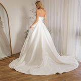 Back view of Mayfair Mikado ballgown wedding dress with sweetheart neckline and full skirt