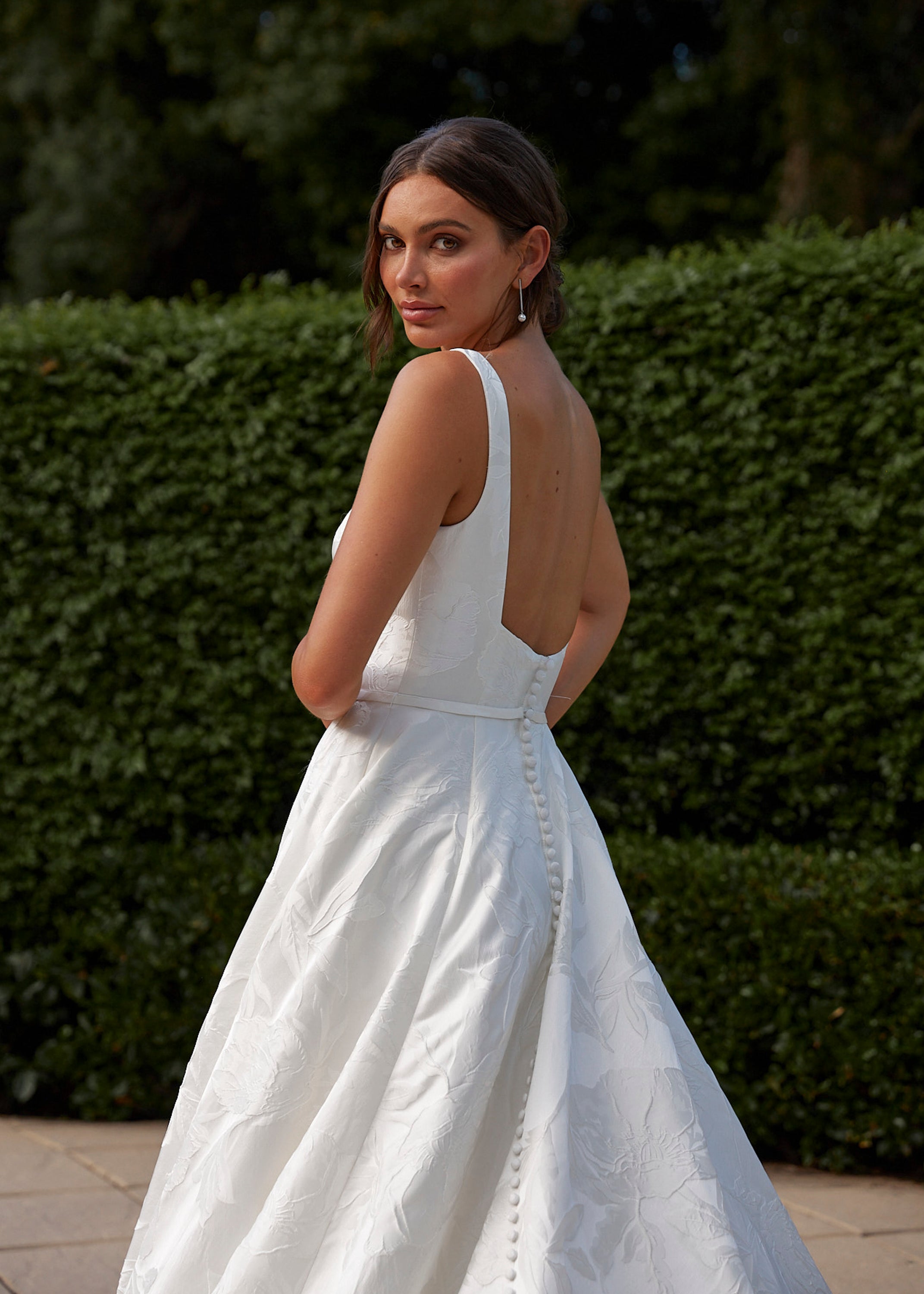 Jacquard Satin A-Line Wedding Dress
