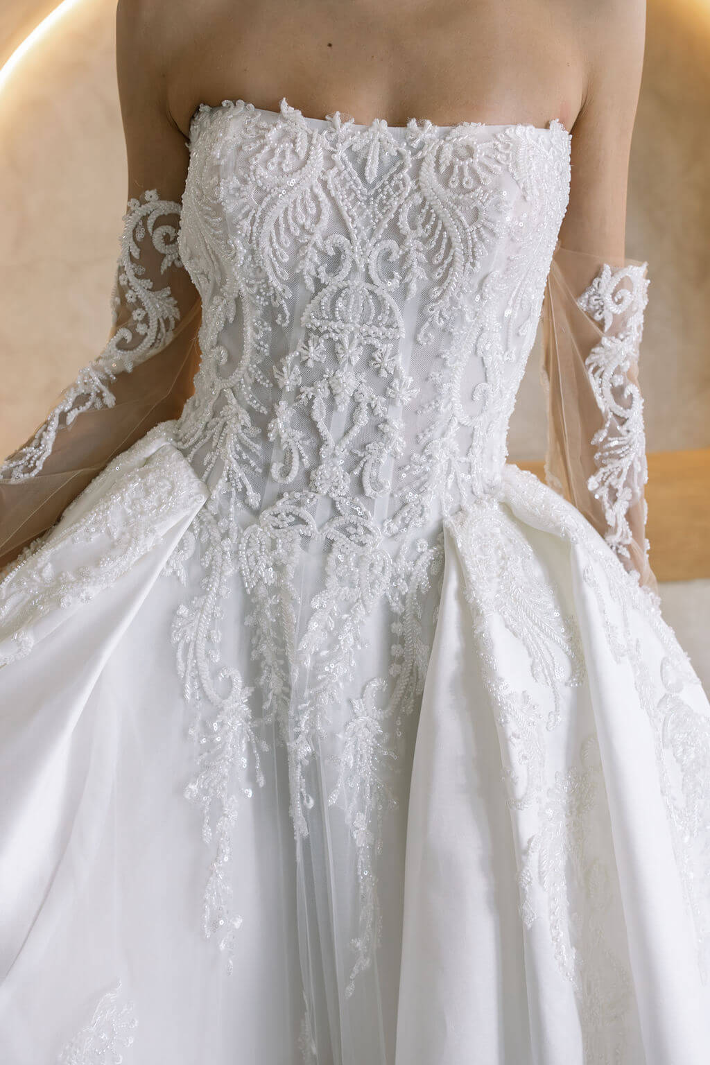 Palace wedding dress detailed beaded bodice bridal gown