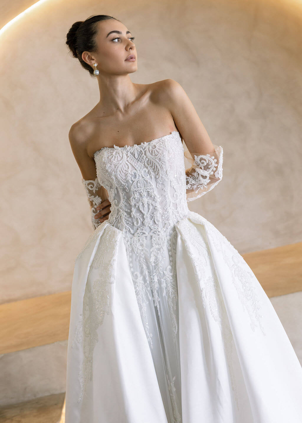 Palace wedding dress beaded basque bodice ball gown by After Five