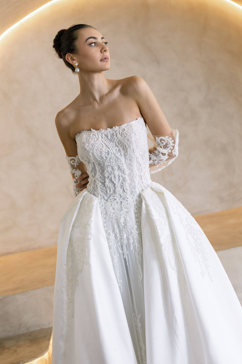 Palace wedding dress beaded basque bodice ball gown by After Five