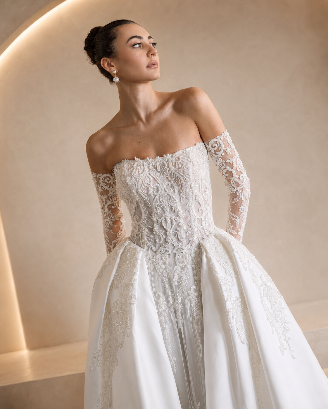Palace wedding dress beaded basque bodice ball gown by After Five